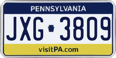 PA license plate JXG3809