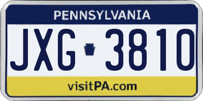 PA license plate JXG3810