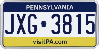 PA license plate JXG3815