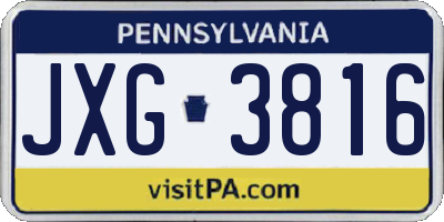 PA license plate JXG3816