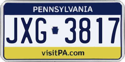 PA license plate JXG3817
