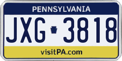 PA license plate JXG3818