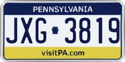 PA license plate JXG3819