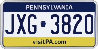 PA license plate JXG3820