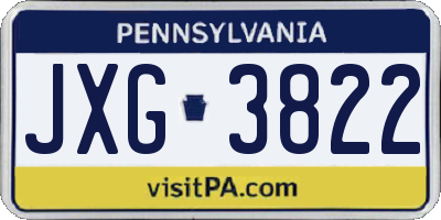 PA license plate JXG3822
