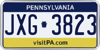 PA license plate JXG3823
