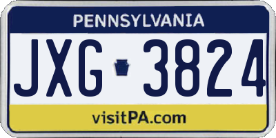 PA license plate JXG3824