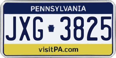 PA license plate JXG3825