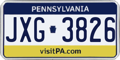 PA license plate JXG3826