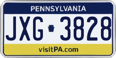 PA license plate JXG3828
