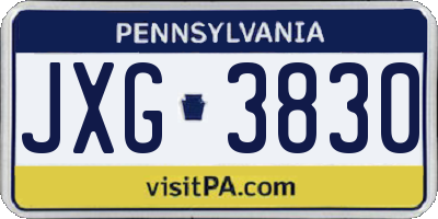 PA license plate JXG3830