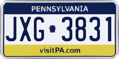 PA license plate JXG3831