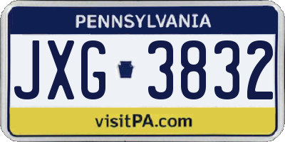 PA license plate JXG3832
