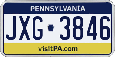 PA license plate JXG3846