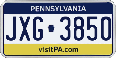 PA license plate JXG3850