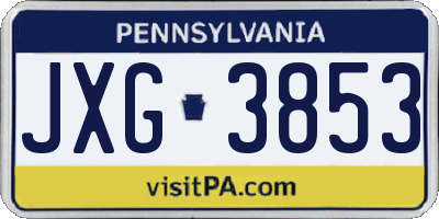 PA license plate JXG3853