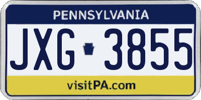 PA license plate JXG3855