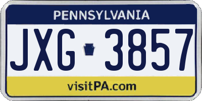 PA license plate JXG3857