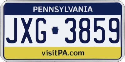 PA license plate JXG3859