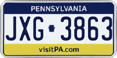 PA license plate JXG3863