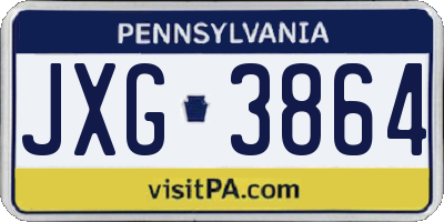 PA license plate JXG3864