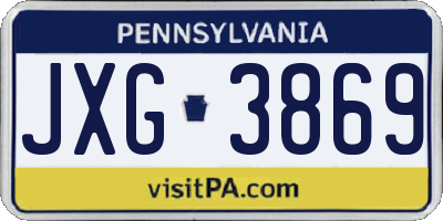 PA license plate JXG3869