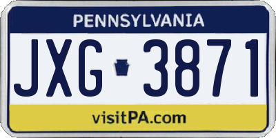 PA license plate JXG3871