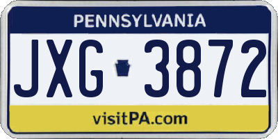 PA license plate JXG3872