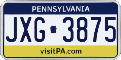 PA license plate JXG3875
