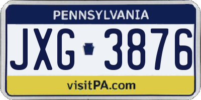 PA license plate JXG3876