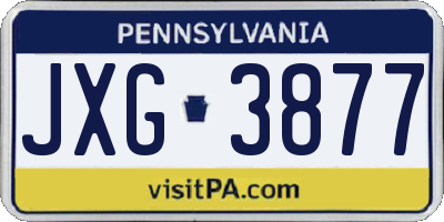 PA license plate JXG3877