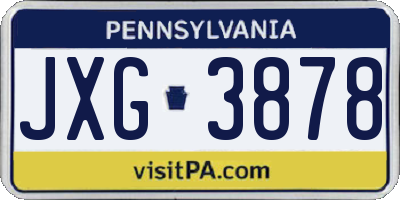 PA license plate JXG3878
