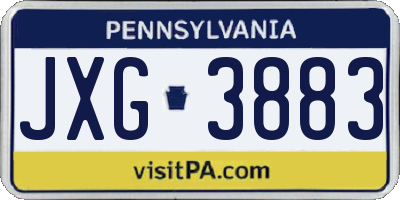 PA license plate JXG3883