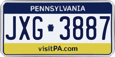 PA license plate JXG3887