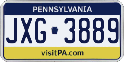 PA license plate JXG3889