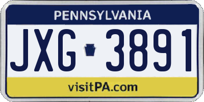 PA license plate JXG3891