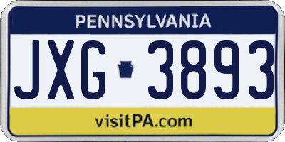 PA license plate JXG3893