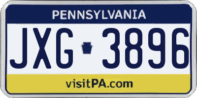 PA license plate JXG3896