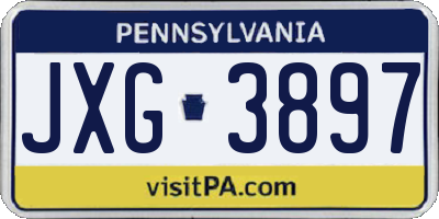 PA license plate JXG3897