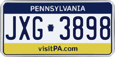 PA license plate JXG3898