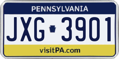 PA license plate JXG3901