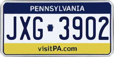 PA license plate JXG3902