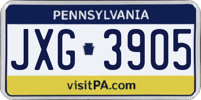 PA license plate JXG3905