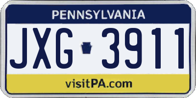 PA license plate JXG3911