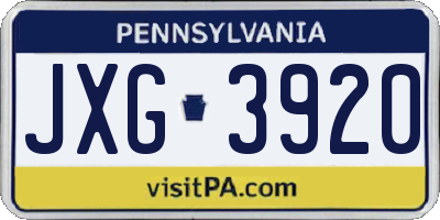 PA license plate JXG3920