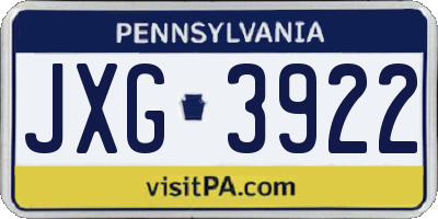 PA license plate JXG3922