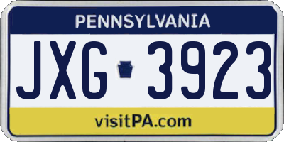 PA license plate JXG3923