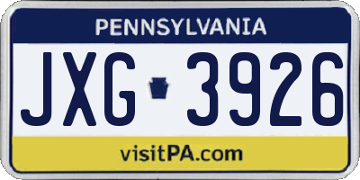 PA license plate JXG3926