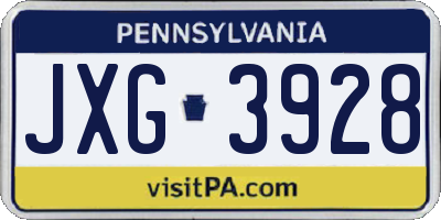 PA license plate JXG3928