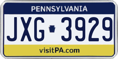 PA license plate JXG3929